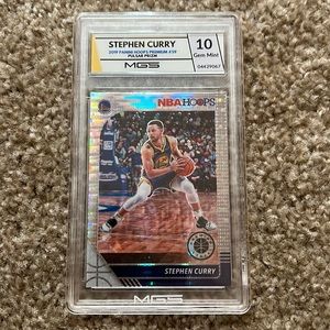 2019 Panini Hoops Premium Stephen Curry Pulzar Prism MGS 10 Golden Knight sig